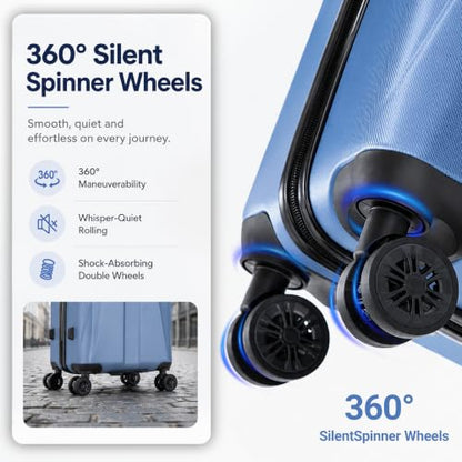 20/24/28 Inch Hardshell Suitcase Set, ABS Luggage Set with TSA Lock 5 Piece - color: Blue