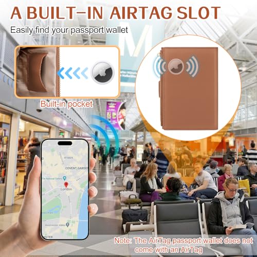 Passport Holder for Travel RFID Blocking Passport Wallet Cover - color: Brown