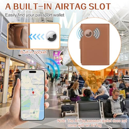Passport Holder for Travel RFID Blocking Passport Wallet Cover - color: Brown