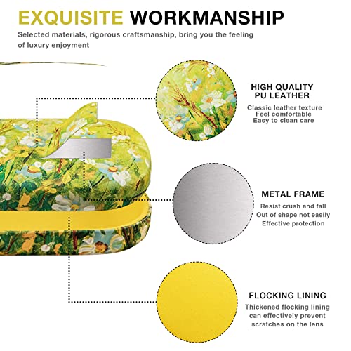 molshine Hard Shell Sunglasses Case,Classic Large Glasses Case for Women Men,Sunglass Eyeglasses - color: Yellow Daisy