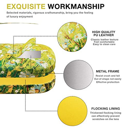molshine Hard Shell Sunglasses Case,Classic Large Glasses Case for Women Men,Sunglass Eyeglasses - color: Yellow Daisy