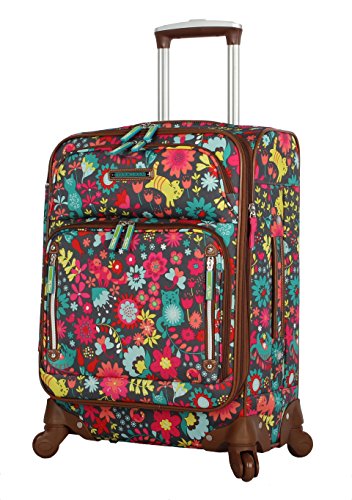 Lily Bloom Luggage Carry On Expandable Design Pattern Suitcase For Woman With Spinner Wheels (Playful Garden, 20in) - color: Playful Garden