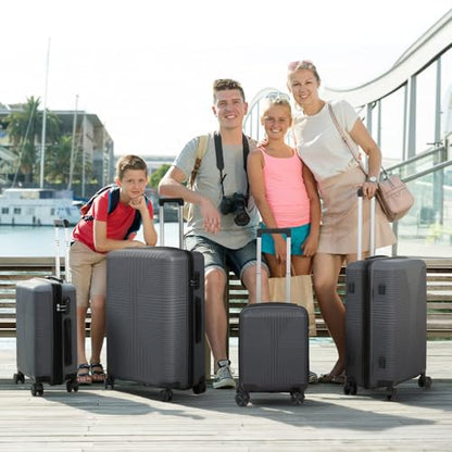 Karl home Luggage Sets 4 Piece, Dark Grey, 16/20/24/28" - color: Dark Grey, size: 4 Piece Set (16in/20in/24in/28in)