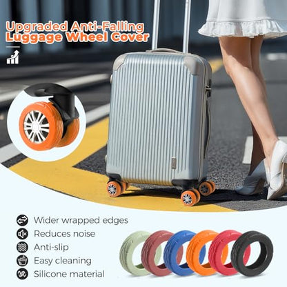 8Pcs Upgrade Luggage Wheel Covers, Travel Accessories (Orange) - color: Orange