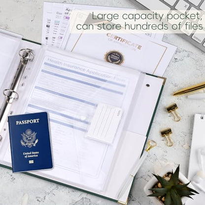 XKDOUS Important Document Organizer 3 Ring Binder Folio Folders for Papers - color: Darkgreen