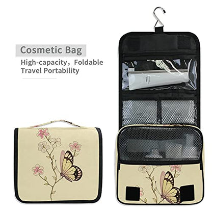 senya Hanging Travel Toiletry Bag Kit Makeup Case Cosmetics Organizer for Men Women - color: Butterfly Watercolor