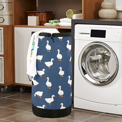 Ducks Navy Blue Laundry Bag Backpack Washable Large Enough Dirty Clothes Organizer for Vacation Road Trip Essentials Dorm - color: Ducks Navy Blue