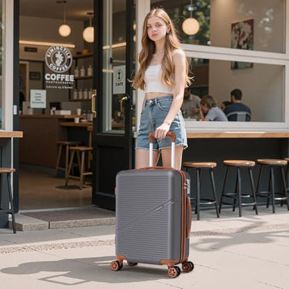 Cosbarn Carry On Luggage,3 Piece Carry On Suitcase,22x14x9 Airline Approved - color: Grey, style: Carry on Luggage With Duffel Bag