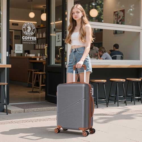 Cosbarn Carry On Luggage,3 Piece Carry On Suitcase,22x14x9 Airline Approved - color: Grey, style: Carry on Luggage With Duffel Bag