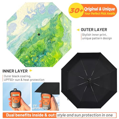 SY COMPACT Travel Umbrella - Windproof Automatic Compact Umbrellas for Rain - color: Castle