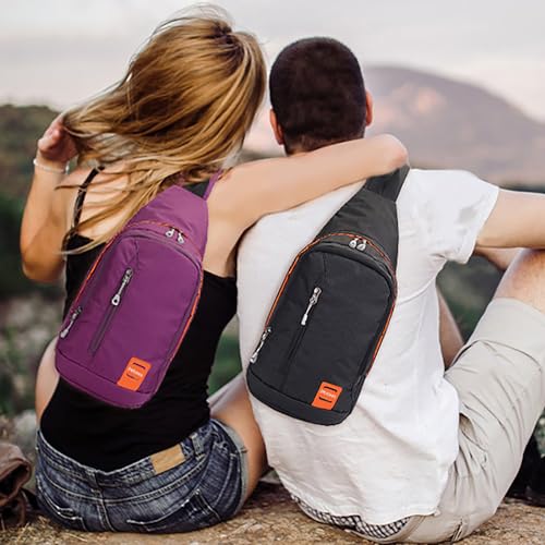 Peicees Small Sling Backpack Waterproof Unisex Shoulder Bag Chest Crossbody Daypack - color: 2_black, size: Large