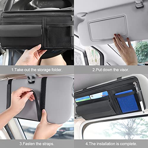 Zipelo 12.2 x 6.5 Inch PU Leather Car Sun Visor Organizer, Black - color: Style 2-Black