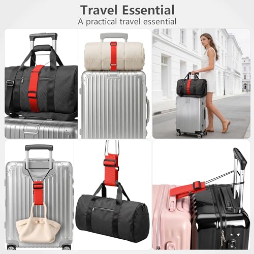 Mayski 4 Pack Adjustable Elastic Luggage Connector Straps for Suitcases - color: Red