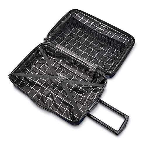 American Tourister Moonlight Hardside Expandable Luggage with Spinner Wheels, Navy, Checked-Medium 24-Inch - color: Navy, size: Checked-Medium 24-Inch