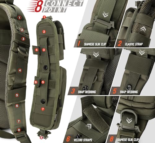 WYNEX Molle Accessories Pouch of Double Zipper Pocket Version, Backpack Strap Pouch Shoulder Strap Molle Attachment Tactical Accessories Bag Shoulder Starps Zipper Pocket Additional Phone Holder - color: Range Green-2Pcs