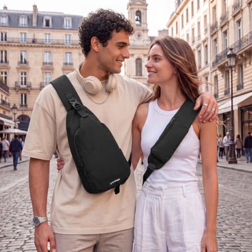 G4Free Sling Bag for Men, RFID Blocking Crossbody Bag for Daily - color: black