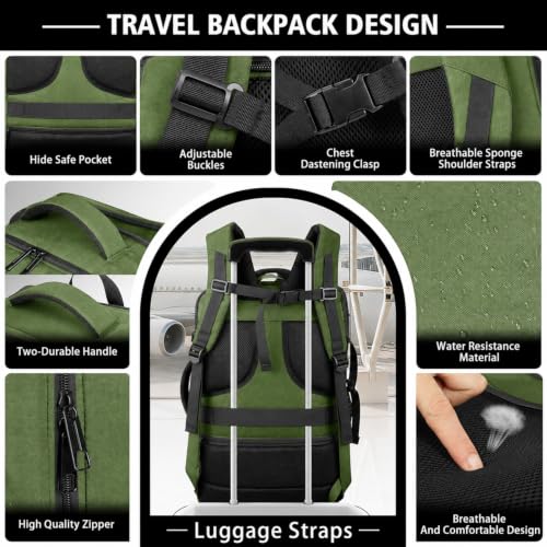 Travelability 1-7 DAYS Expandable Carry On Anti Theft Water Resistant - color: Green, size: 18.4inch - 23.2"x14.9"x9.4"(+3.5")