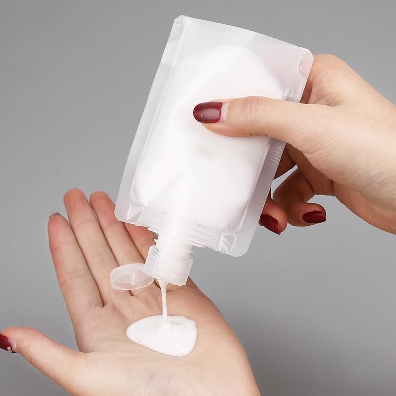 10Pcs 30ml Transparent Portable Fluid Packing Bags, New Travel Size Refillable Empty Squeeze Pouch, Premium Travel Pouches for Toiletry, Shampoo Shower Gel Squeezable Bags, Refillable Containers