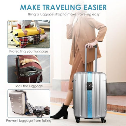 Travel Inspira Heavy Duty Luggage Straps with TSA Lock - color: Blue