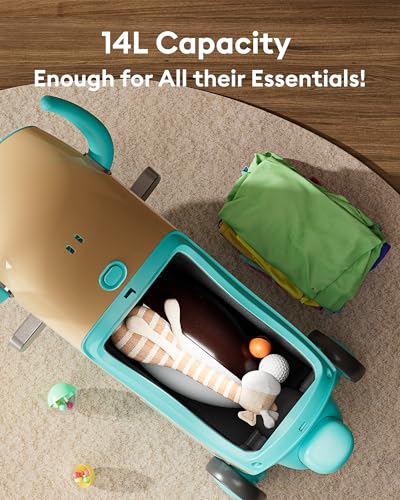 Gyroor GNU Kids Ride On Airplane Suitcase, 14L Storage, Ages 3-6, 3 Speeds - color: Turquoise