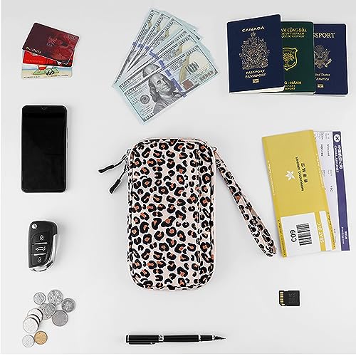 RFID Blocking Family Passport Holder, Leopard print style，Multi-functional Travel Document Organizer, for Women, Men, and Families - color: Leopard