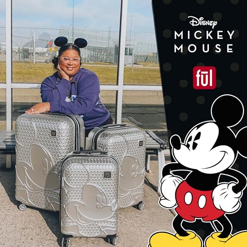 FUL Mickey Mouse Disney Kids Suitcase, Silver - color: Silver, size: 21 Inch