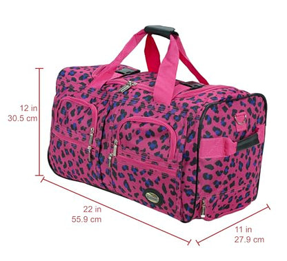 Rockland Rolling Duffel Bag, Black, 22" - color: Magenta Leopard, size: 22"