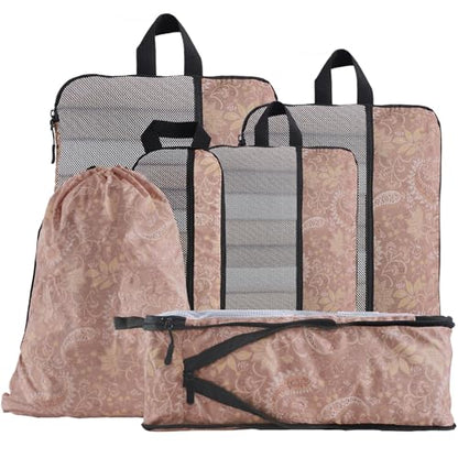U+U 6 Set Compression Packing Cubes, Travel Organizers (Paisley Pattern) - color: Paisley Pattern, size: 6 Set