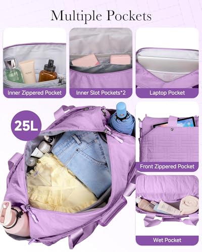 Carry On Travel Bag for Women, Personal Item Weekender, Purple - color: Violet