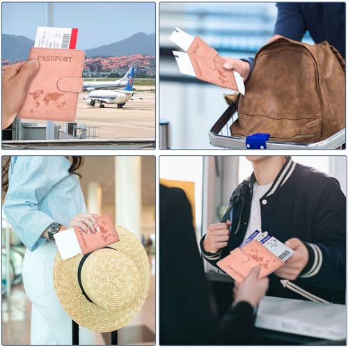 Passport Holder Cover Wallet Case RFID Blocking Card Slot Travel Essentials - color: Pink