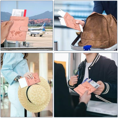 Passport Holder Cover Wallet Case RFID Blocking Card Slot Travel Essentials - color: Pink