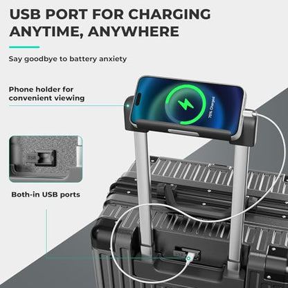 28 Inch Extra Large Luggage with USB Port & TSA Lock - color: Gray, size: 28 Inch
