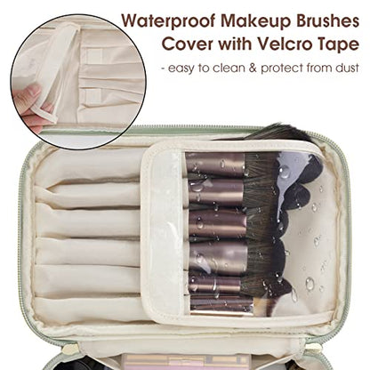 Wandering Nature Makeup Bag, Women Travel Make Up Vanity Case with Handle - color: Sage Green, size: Medium