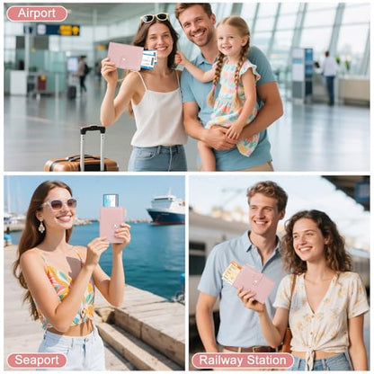 Passport Holder for Travel RFID Blocking Passport Wallet Cover - color: Pink