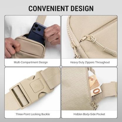 Travel Sling Bag for Men & Women, Anti-Theft RFID Blocking Crossbody Bags - color: Beige 2.0 Standard
