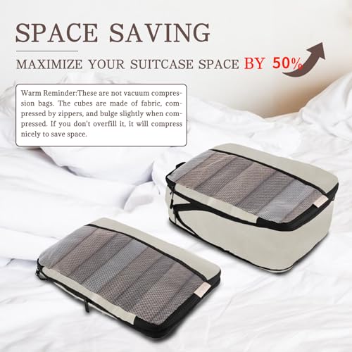 U+U 6 Set Compression Packing Cubes, Travel Organizers (Cream) - color: Cream, size: 6 Set