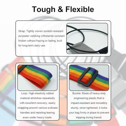 Add Bag Luggage Strap for Suitcases - LHZHLE 8 Pcs Adjustable Bungee Straps - color: 8 Solid Colors