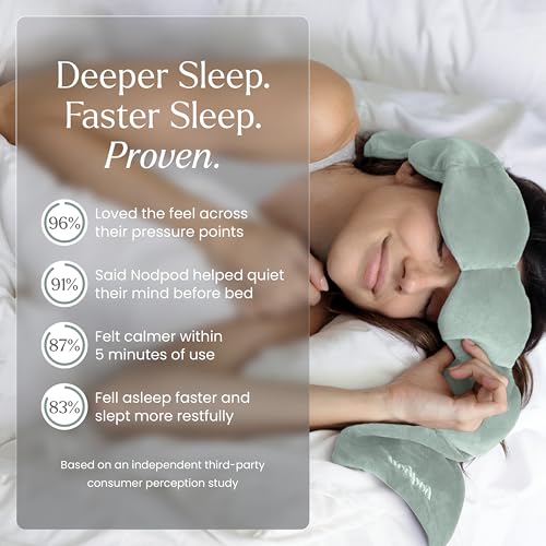 nodpod Patented Gentle Pressure Sleep Mask, Weighted Eye Mask - color: Sage Cotton