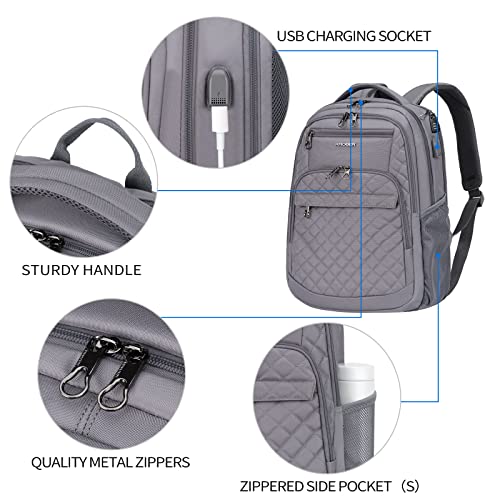 KROSER Travel Laptop Backpack 17 Inch Large Computer Backpack Dark grey - color: Quilted Dark Grey