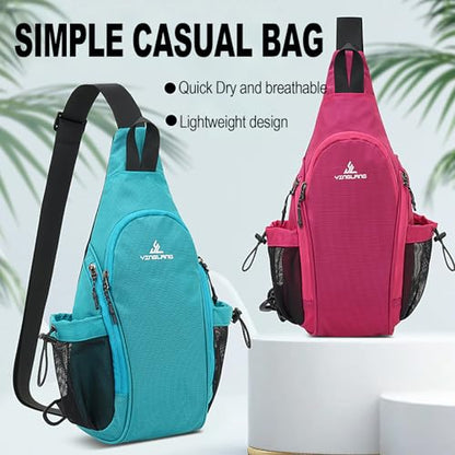 Peicees Small Sling Bag Backpack Crossbody Gym Bag Chest Daypack, Rose - color: Rose