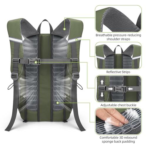 RealCool 30L Lightweight Hiking Backpack, Waterproof Daypack for Camping - color: Army Green, size: 30L