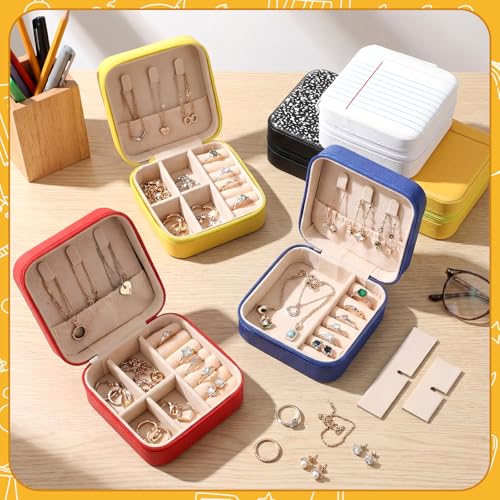 Tondiamo 6 Pcs Back to School Teacher Gifts Bulk Mini Jewelry Travel Case for Women Ring Earring Necklaces Preschool Kindergarten Gift