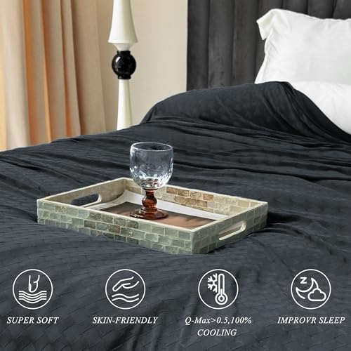 AmyHomie Cooling Blanket for Hot Sleepers,Lightweight Summer Sofa Blanket - color: Black, size: Throw 50x70