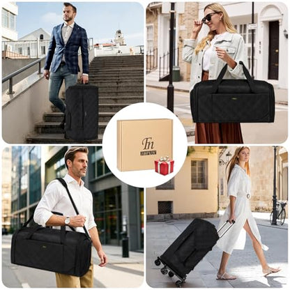 Rolling Garment Bag for Travel, 50L Duffle Bag with Shoe Compartment, 4pcs - color: Black