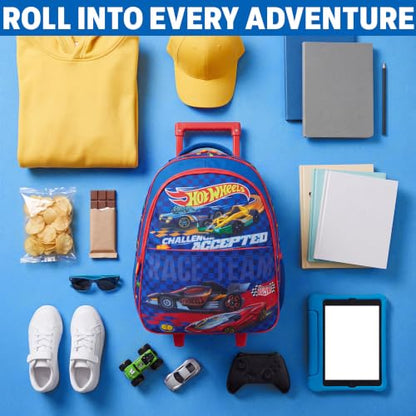 Get Trend Hot Wheels Boys 2-in-1 Rolling Luggage Bag with Wheels, 20.5 in - color: Multi Hot Wheels