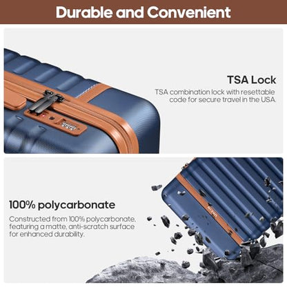 UKEIN Luggage Sets 3Piece, Carry On Luggage 20in Suitcase Set With Backpack - color: Navy Blue, size: 3 piece set (BP/20inch)