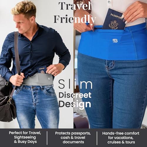 StashBandz Running Belt, Fanny Pack, & Money Belt, 4-Pocket Phone Holder - color: Ivory, size: Large