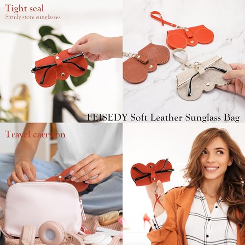 FEISEDY 2Pack Soft Leather Sunglass Bag, Portable Holder Eyeglasses Case - color: Black + White