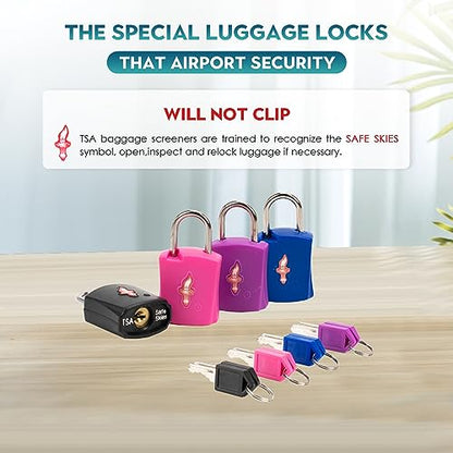 Safe Skies 4-Pack 4-Color Family TSA Travel Key Lock - color: TS004F4