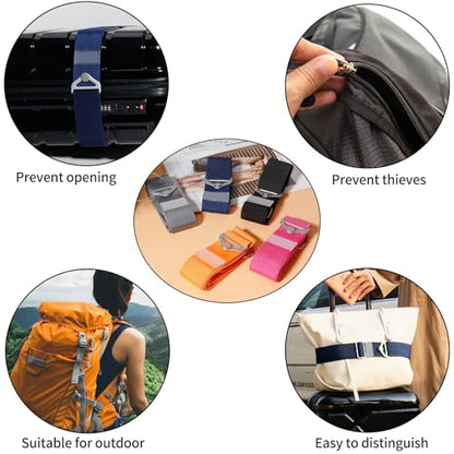 TOOVREN 2-in-1 Luggage Straps Add a Bag Bungees Travel Belt for Luggage Strap for Backpack Attachment Over Handle Carry On Bag Adjustable Elastic Suitcases Belt Travel Accessories Blue - color: Blue